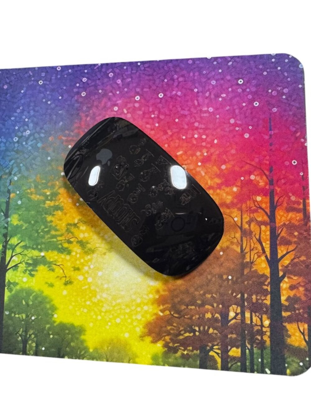 Rainbow Forest Galaxy Mouse Pad, Colorful Nature Art Design